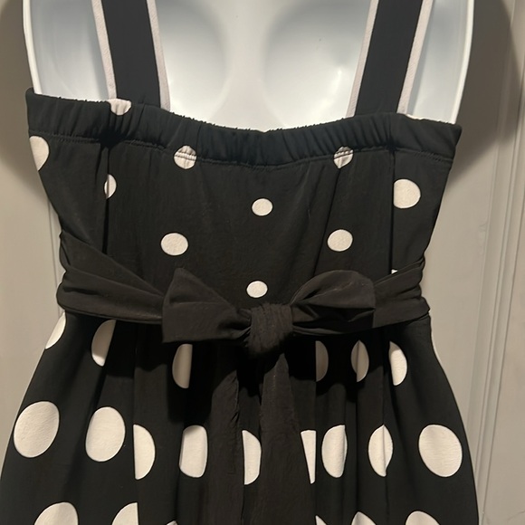 👑Black and white polka dot dress layered look lined skirt - Picture 9 of 13